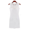 Women's Round Neck Lace Back Zipper Dress White