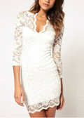 Elegant V Neck Lace Slim Fit Evening Dress