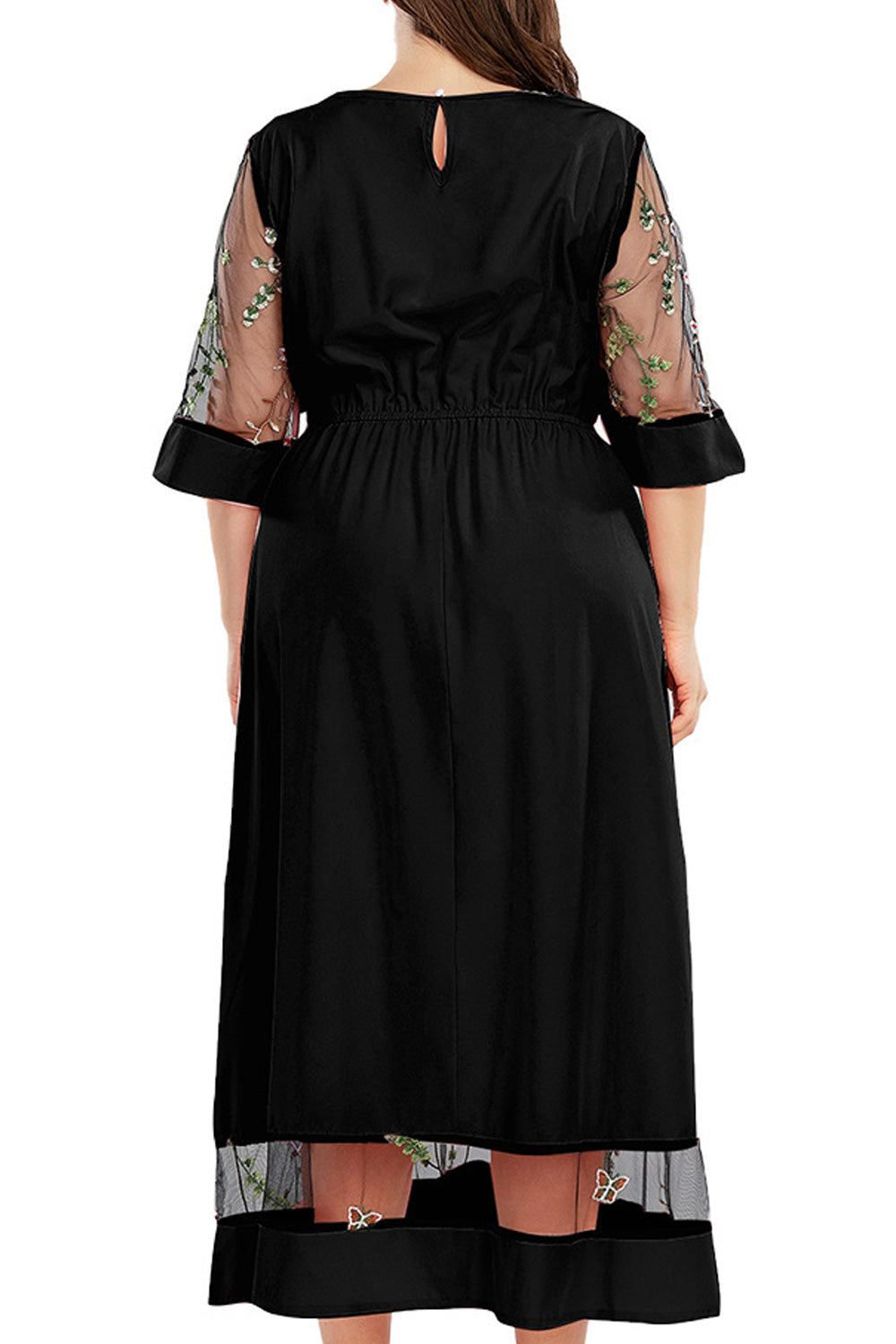 Women Plus Long Length Half Sleeve Round Neck Solid Colored Beautiful Thin Dress