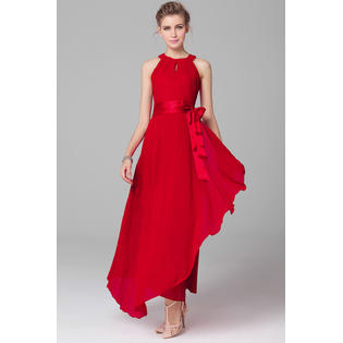 Women's Chiffon Sleeveless Prom Dress Red