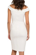 Women Solid Colored Stylish Off-Shoulder Wonderful Slim Fit Slit Hem Classy Dress