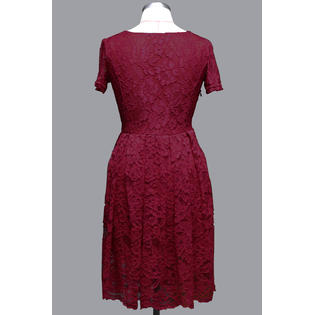 Women Short Skater Dress Lace Designed Halter Dress Red