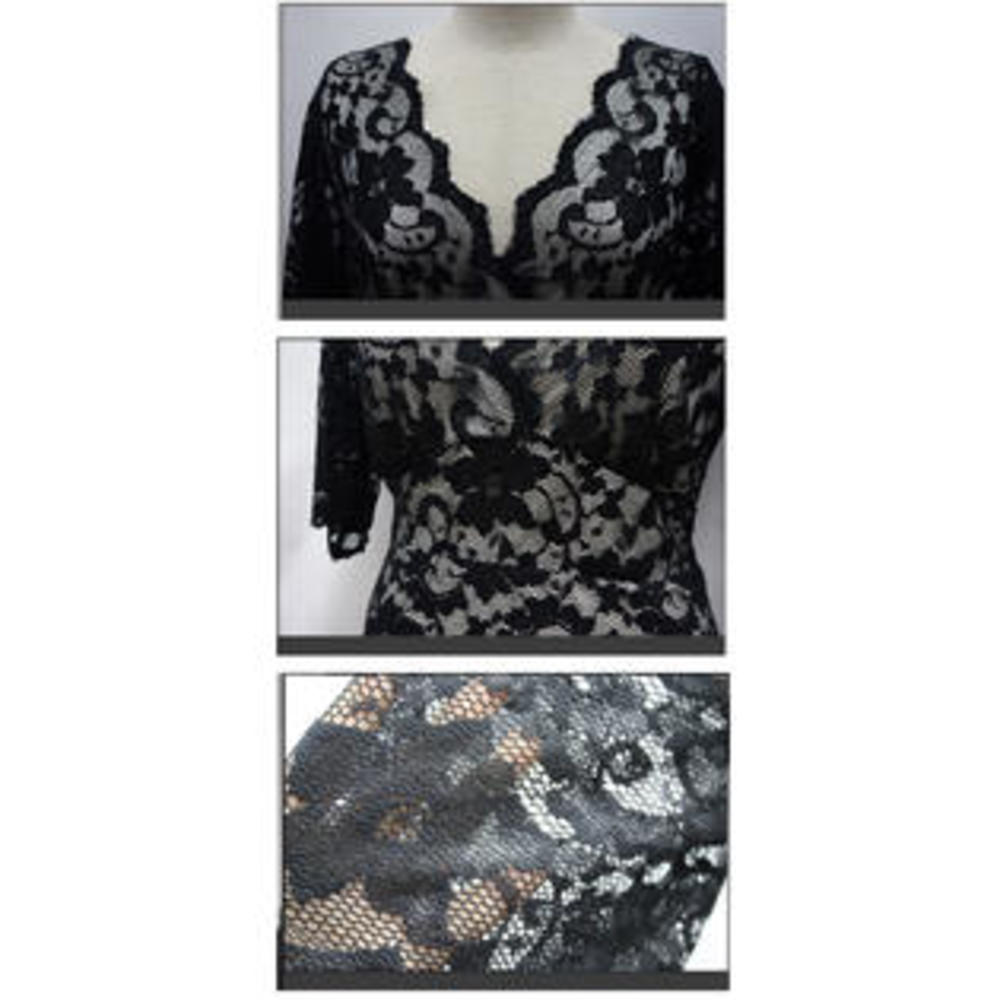 Women Bodycon Knee Length Lace Decorated Dress