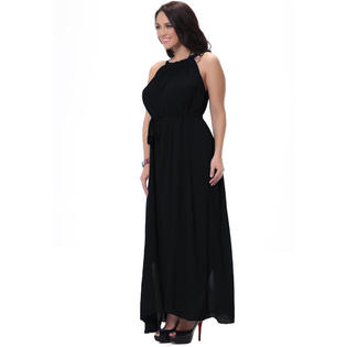 Women Sleeveless A-line Chiffon Plus Size Black