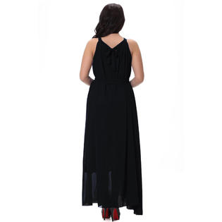 Women Sleeveless A-line Chiffon Plus Size Black