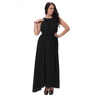 Women Sleeveless A-line Chiffon Plus Size Black