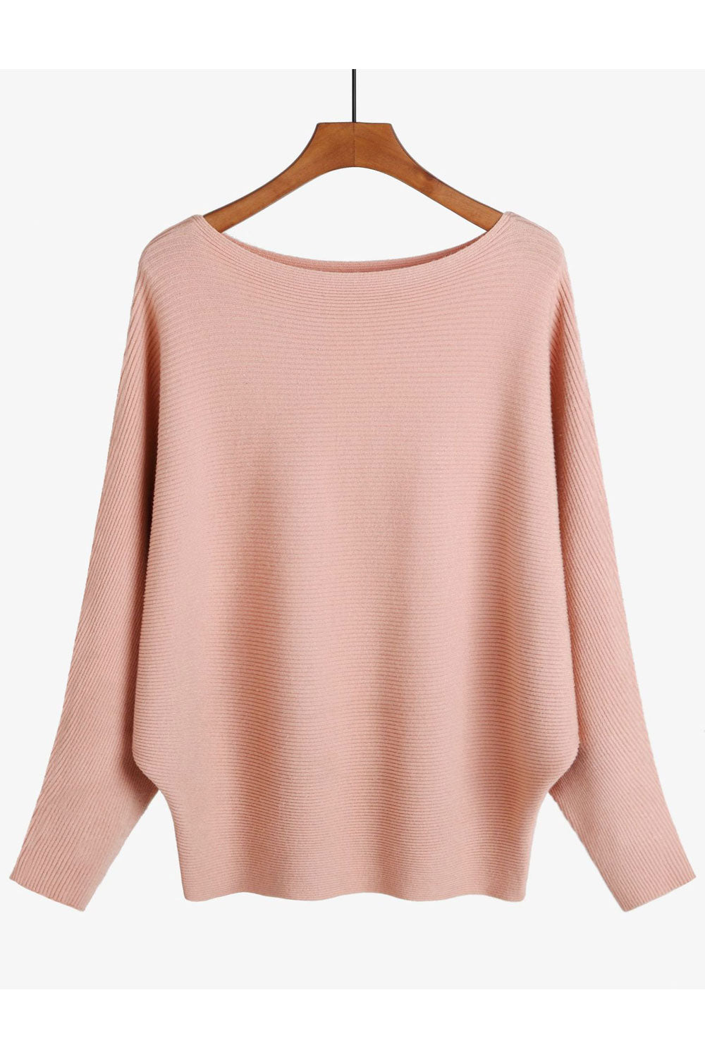 Wome Round Neck Warm Bat Style Solid Colored Sweatshirt