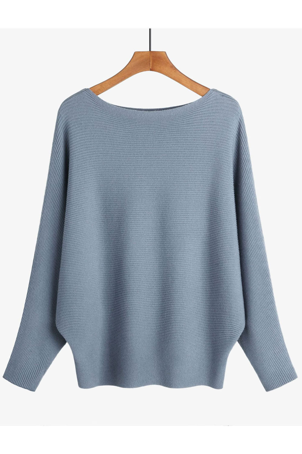 Wome Round Neck Warm Bat Style Solid Colored Sweatshirt