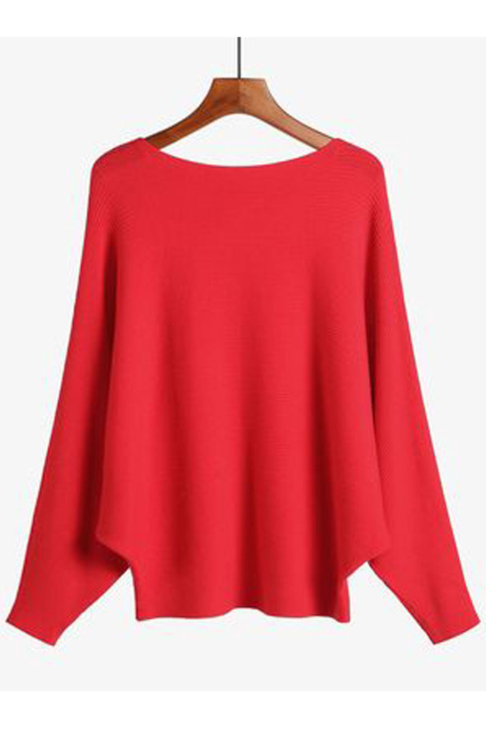 Wome Round Neck Warm Bat Style Solid Colored Sweatshirt