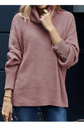 Women Awesome Solid Pattern High Neck Loose Fit Sweater