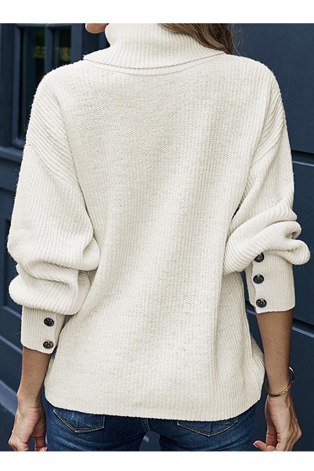 Women Awesome Solid Pattern High Neck Loose Fit Sweater