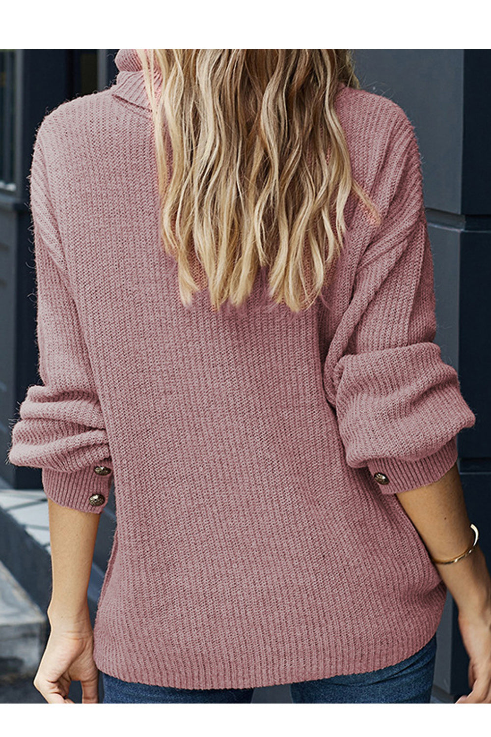 Women Awesome Solid Pattern High Neck Loose Fit Sweater