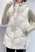 Women Sleevelss Soft Padded Solid Colored Warm Vest