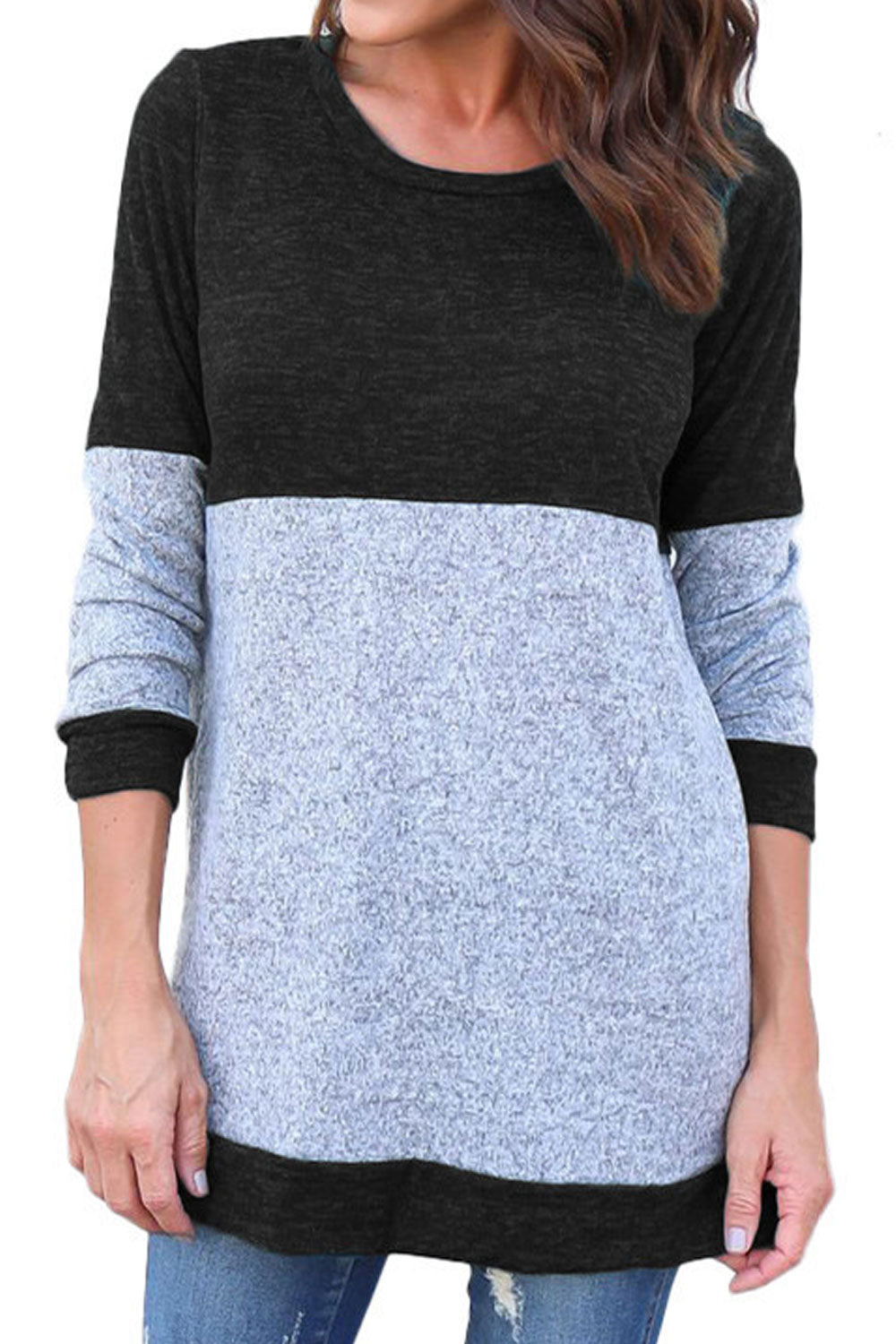 Women Fashionable Contrast Color Comfy Long Sleeve Sweatshirt