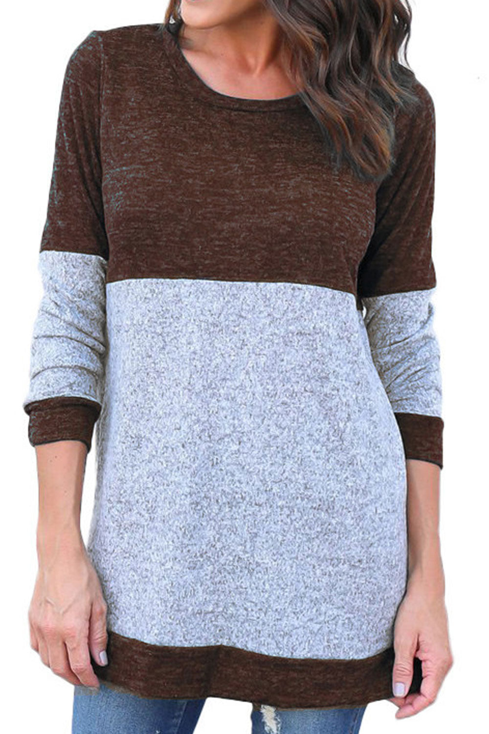 Women Fashionable Contrast Color Comfy Long Sleeve Sweatshirt