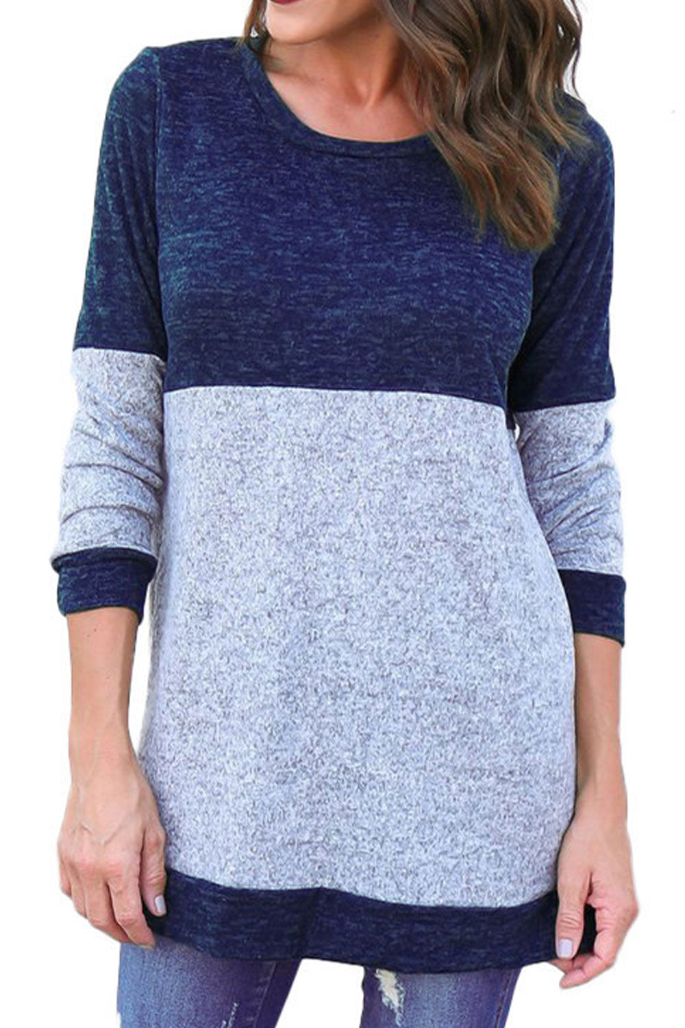 Women Fashionable Contrast Color Comfy Long Sleeve Sweatshirt