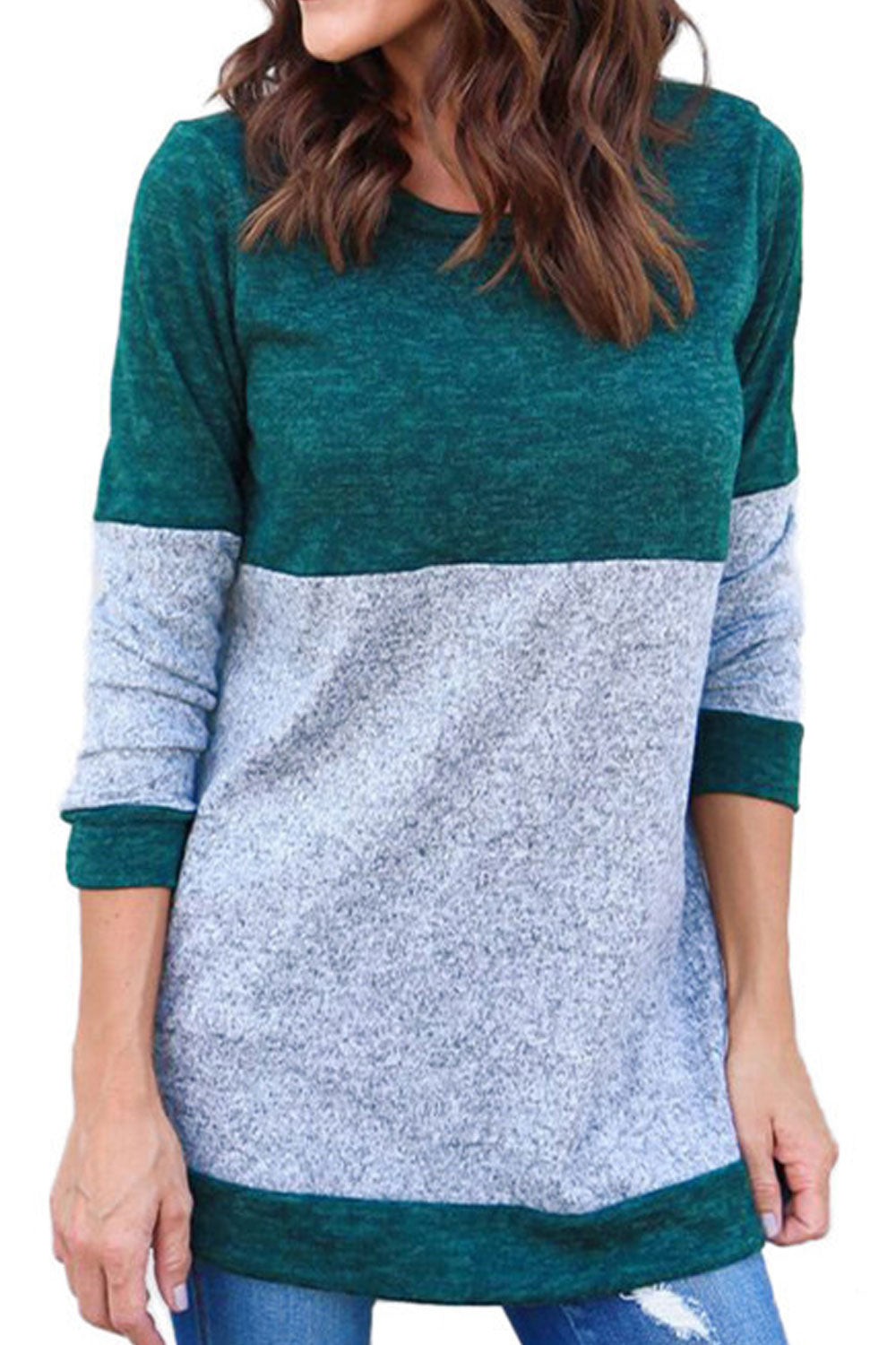 Women Fashionable Contrast Color Comfy Long Sleeve Sweatshirt