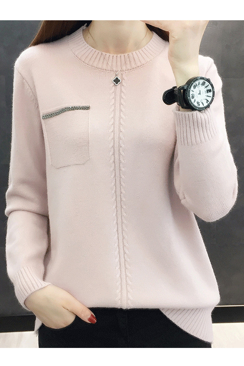Women Regular Fit Solid Colored Round Neck Sweatshirt