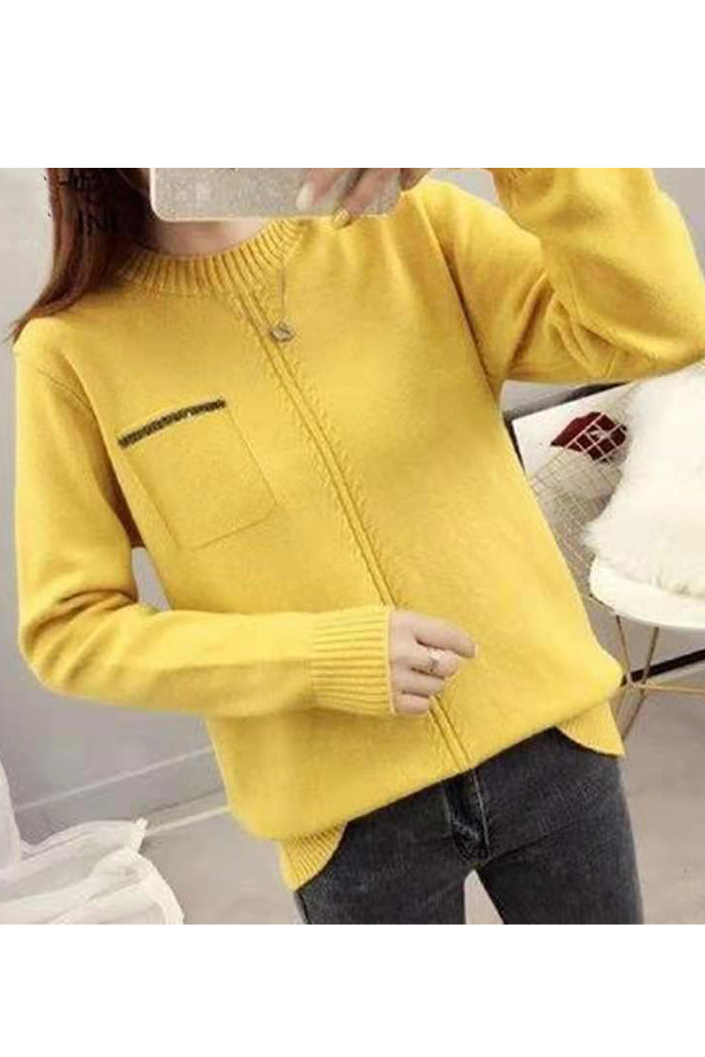 Women Regular Fit Solid Colored Round Neck Sweatshirt