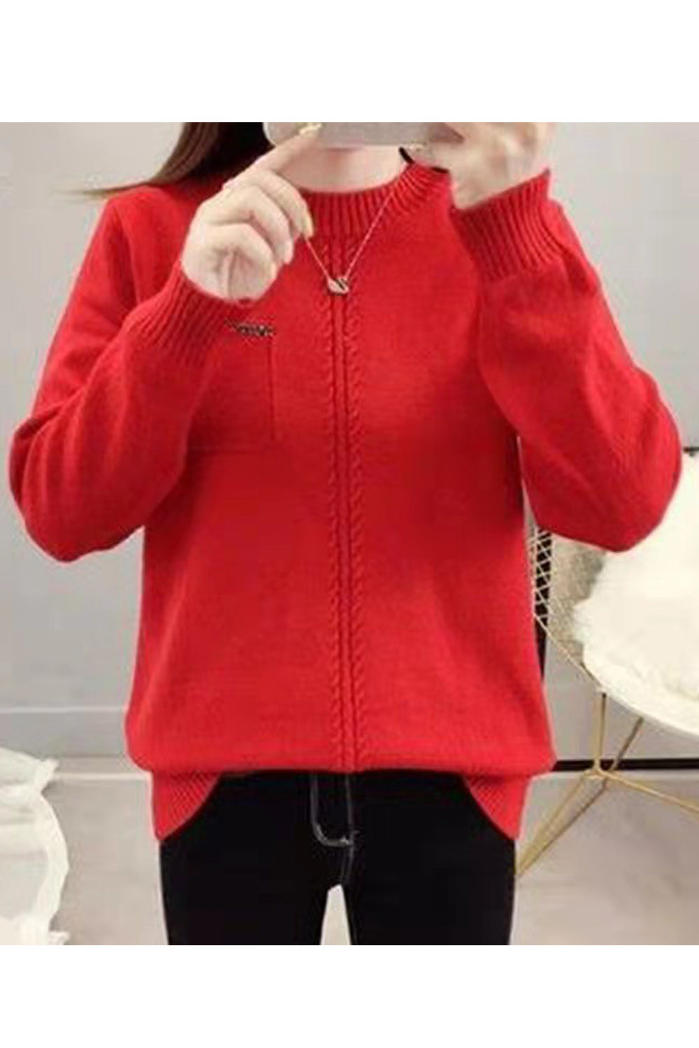 Women Regular Fit Solid Colored Round Neck Sweatshirt