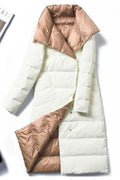 Women Long Length Warm Charming Solid Color Padded Jacket