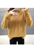 Women Stylish Round Neck Loose Fit Slipt Long Sleeve Warm Sweater