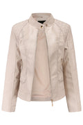 Women Classy Winter Multi Pocket Leather Jacket