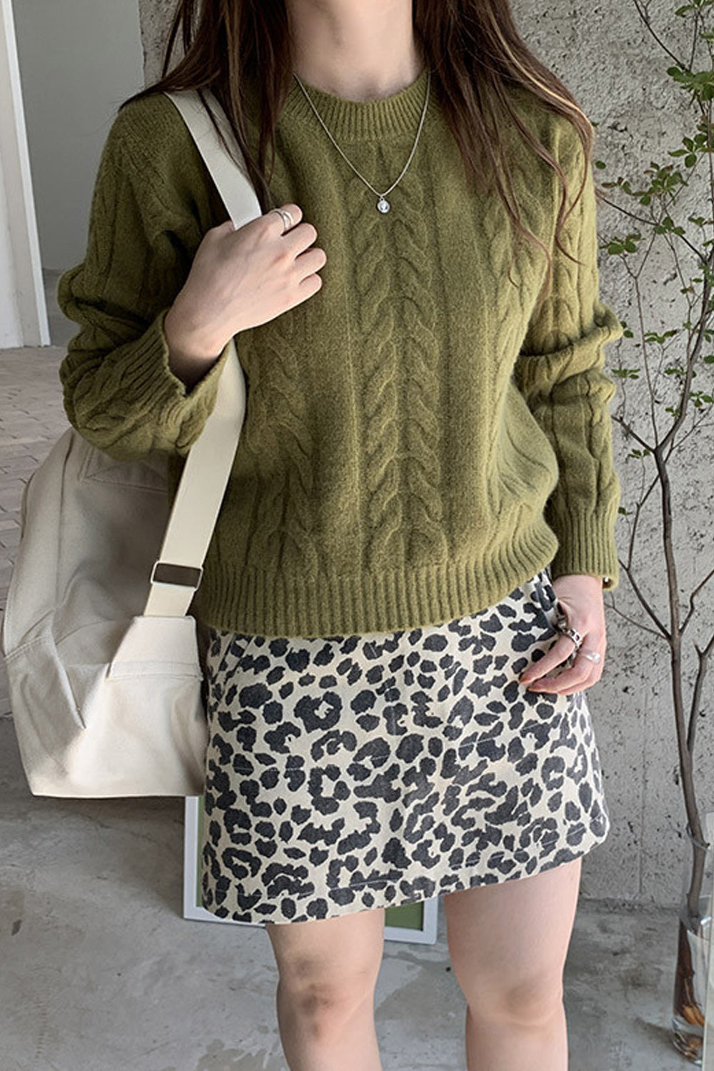 Women Fashion Round Neck Elastic Cuff Warm Sweater