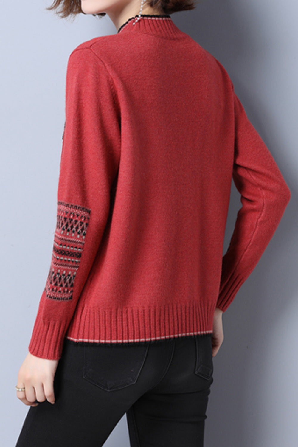 Women Cute High Neck Solid Color Winter Season Sweater