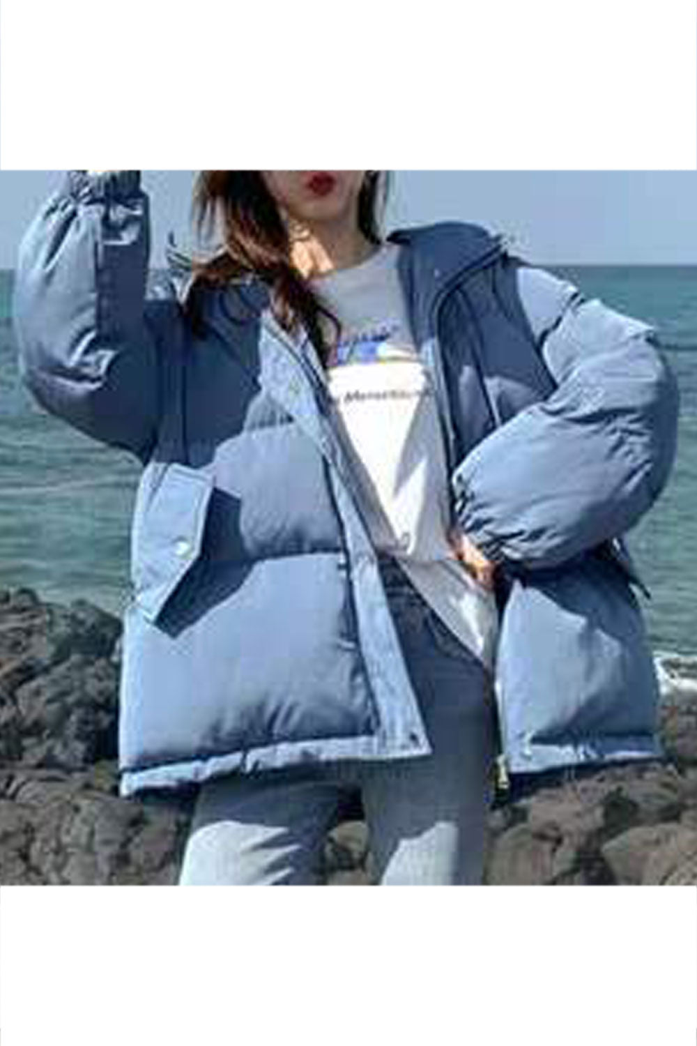 Women Long Sleeve Beautiful Solid Pattern Hooded Style Classy Padded Jacket