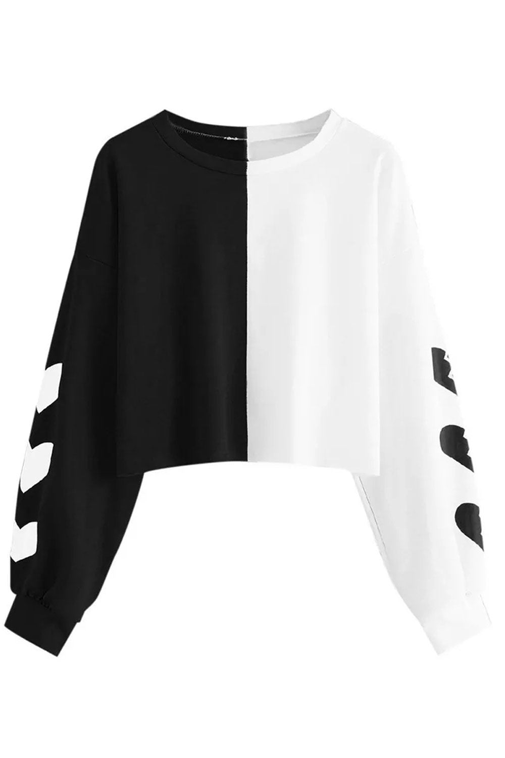 Women Stylish Short Length Contrast Color Warm Sweatshirt