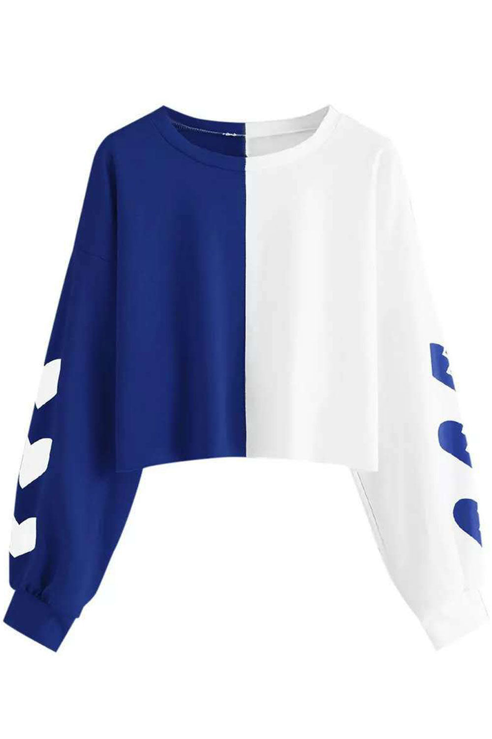 Women Stylish Short Length Contrast Color Warm Sweatshirt