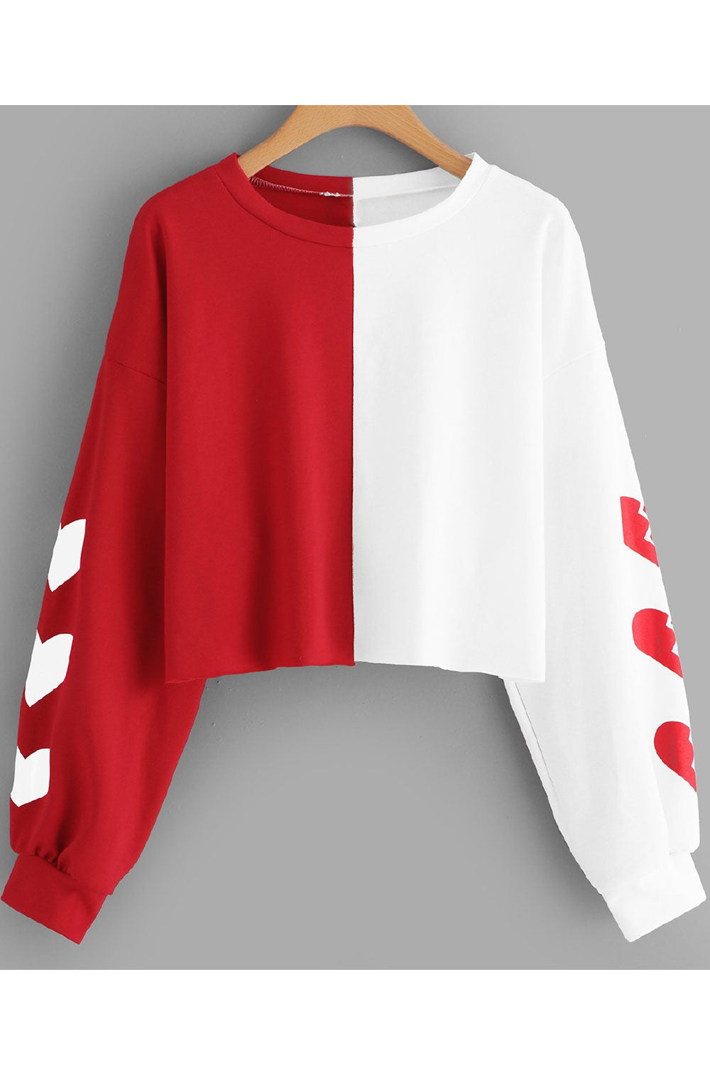 Women Stylish Short Length Contrast Color Warm Sweatshirt