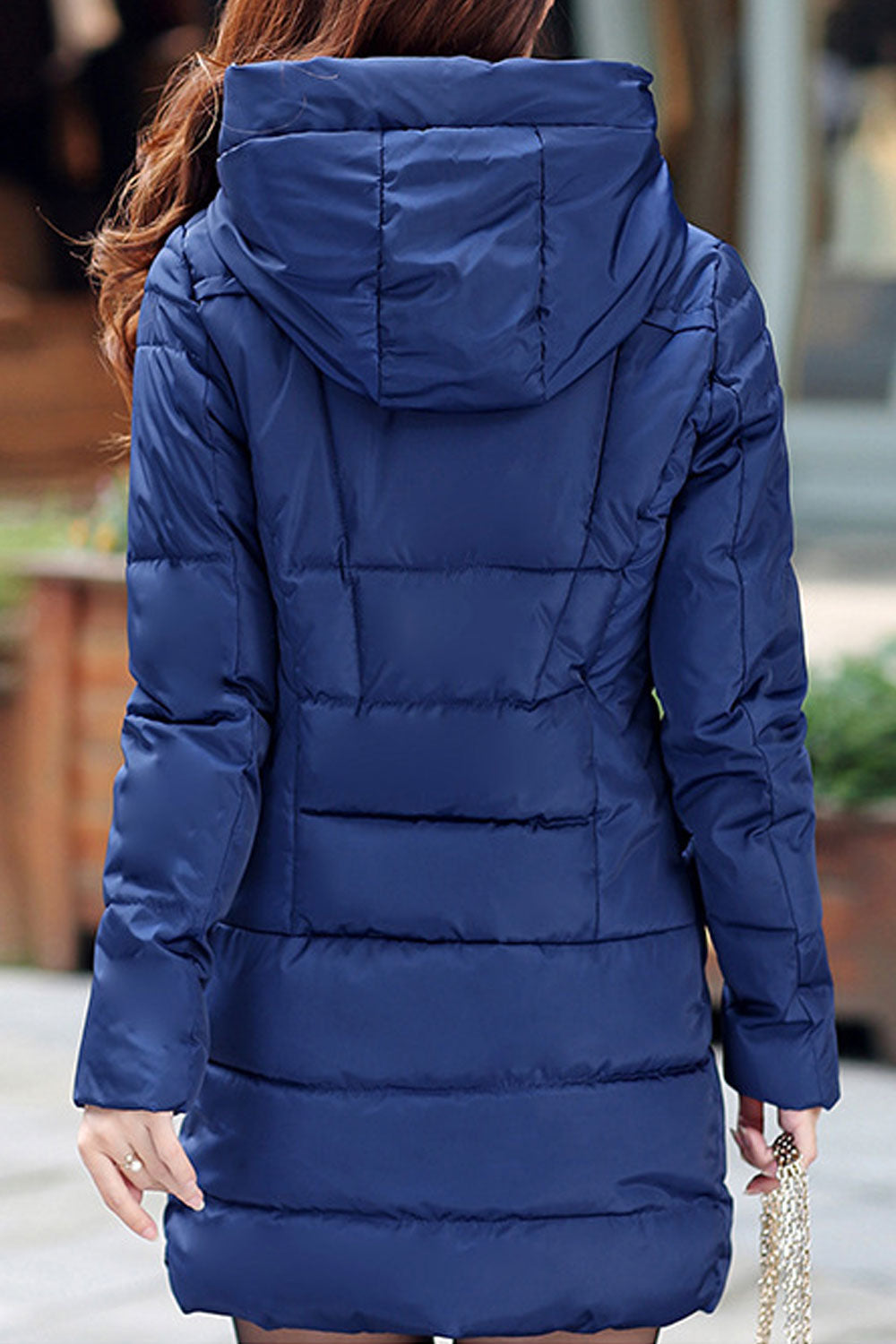 Women Mid Length Fashionable Hooded Neck Long Sleeve Warm Padded Jacket