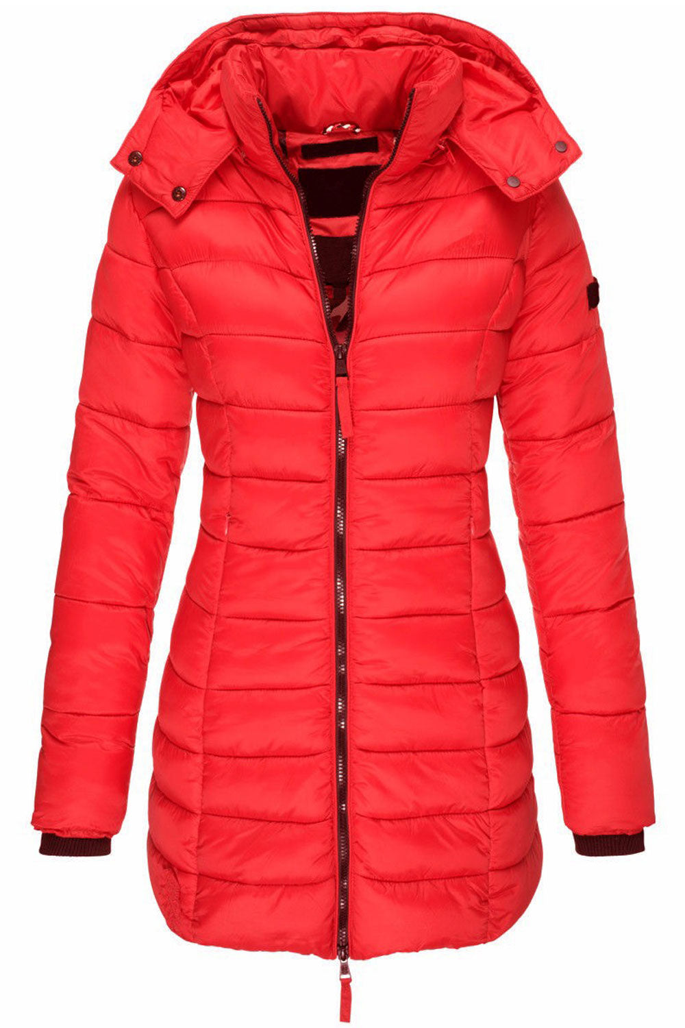 Women Slim Fit Solid Colored Stylish Casual Warm Padded Jacket