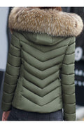 Women Pocket Styled Long Sleeve Slim Fit Warm Padded Jacket