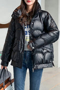 Women Elegant Solid Colored Pretty High Neck Lightweight Padded Jacket