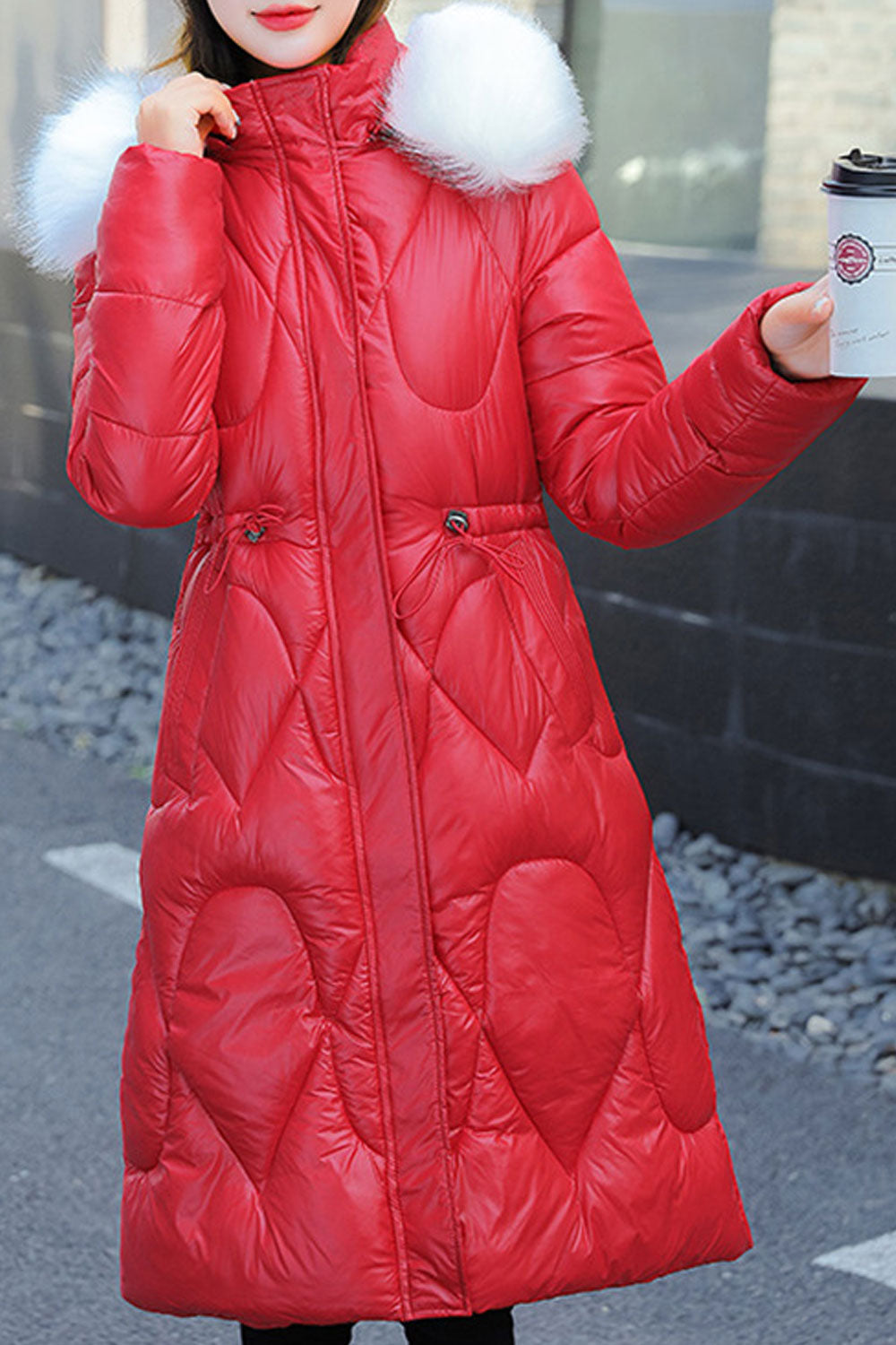 Women Long Length Solid Colored Collar Neck Pretty Padded Jacket