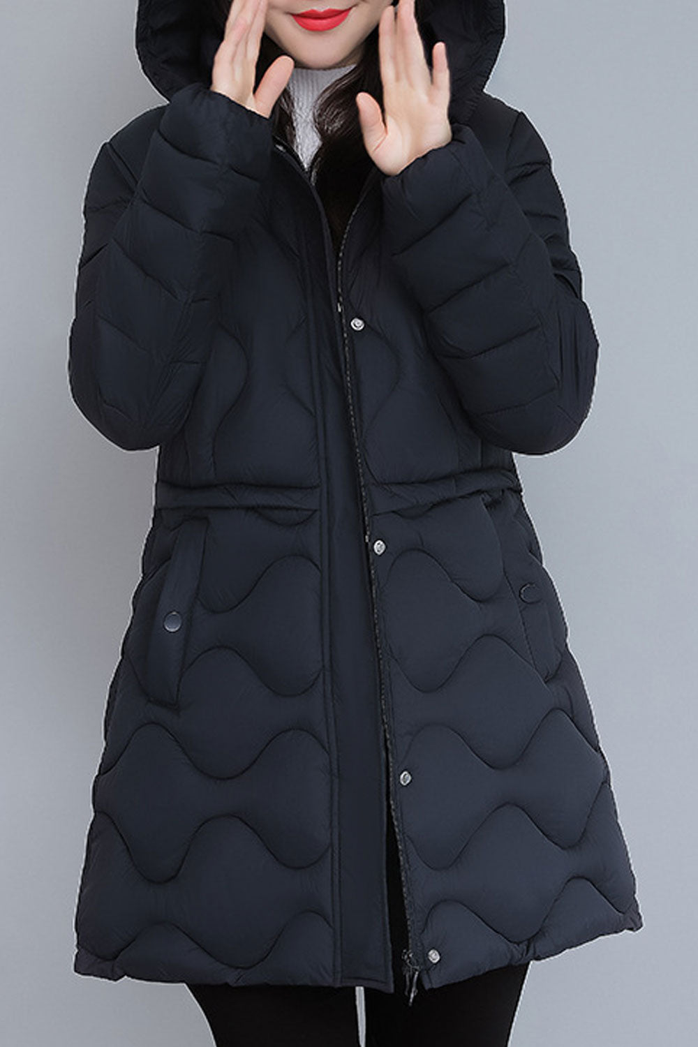 Women Long Sleeve Beautiful Solid Pattern Cozy Winter Padded Jacket