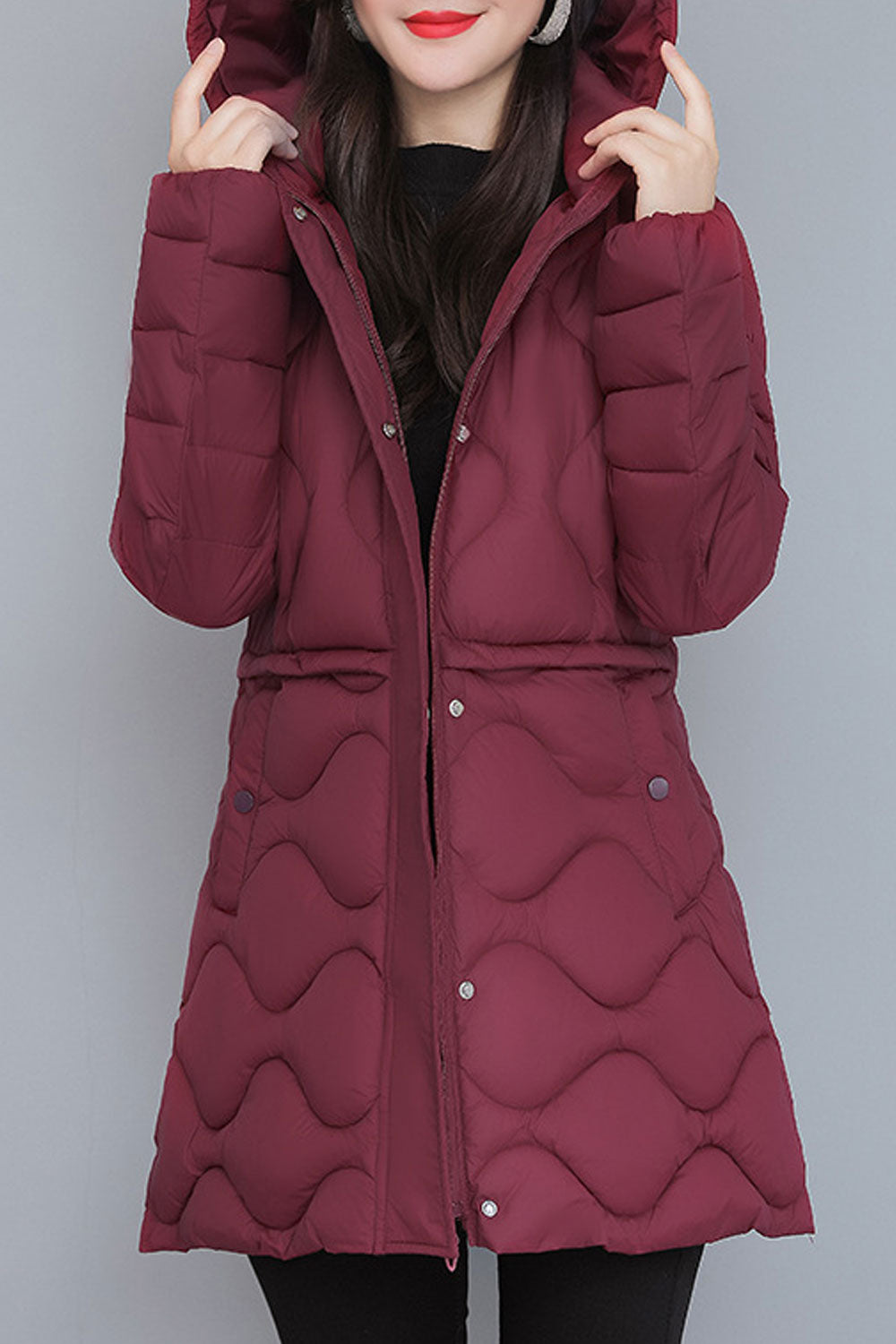 Women Long Sleeve Beautiful Solid Pattern Cozy Winter Padded Jacket