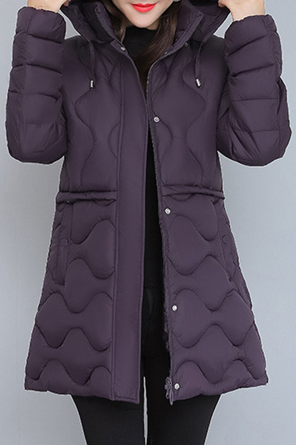 Women Long Sleeve Beautiful Solid Pattern Cozy Winter Padded Jacket