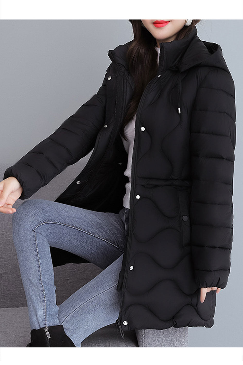 Women Long Sleeve Beautiful Solid Pattern Cozy Winter Padded Jacket