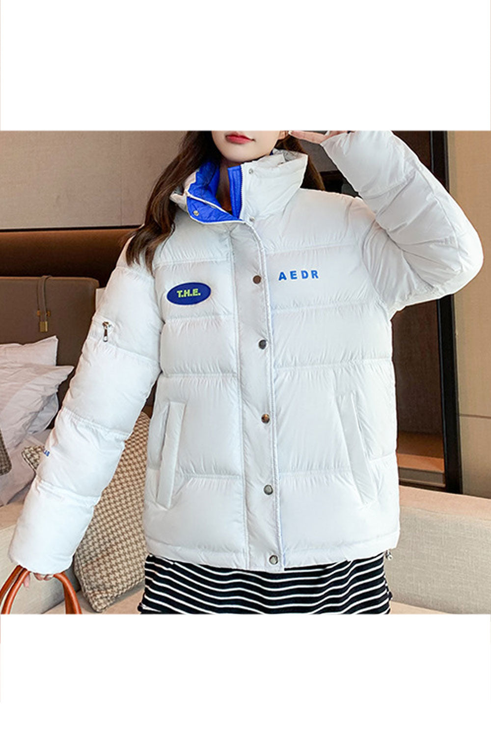 Women Warm Stand Collar Neck Convenient Long Sleeve Lovely Padded Jacket