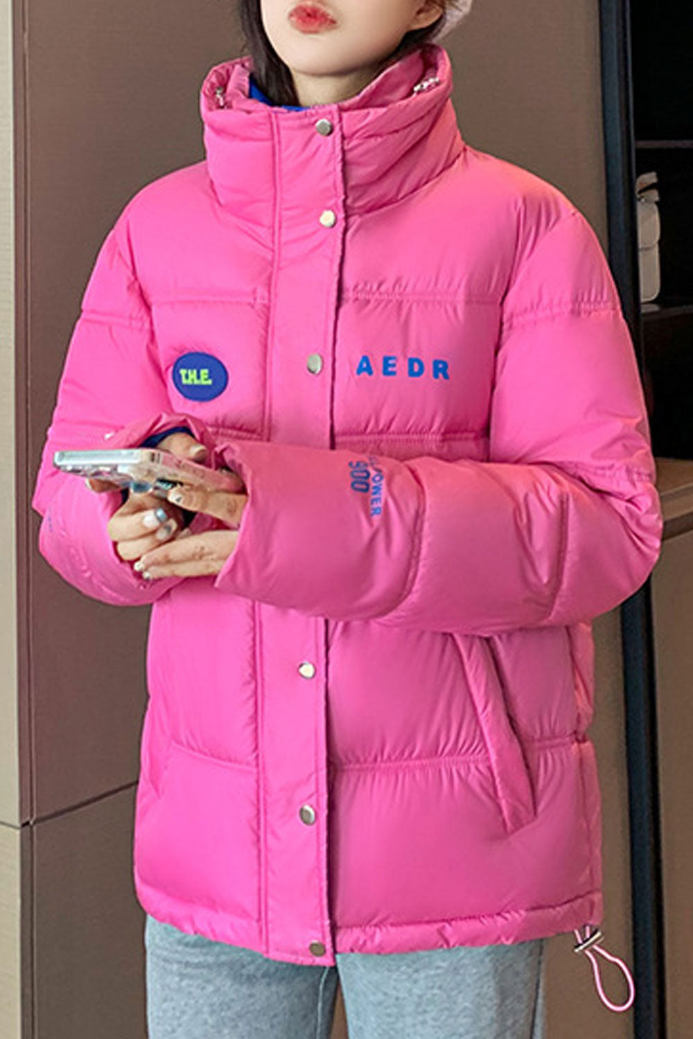 Women Warm Stand Collar Neck Convenient Long Sleeve Lovely Padded Jacket
