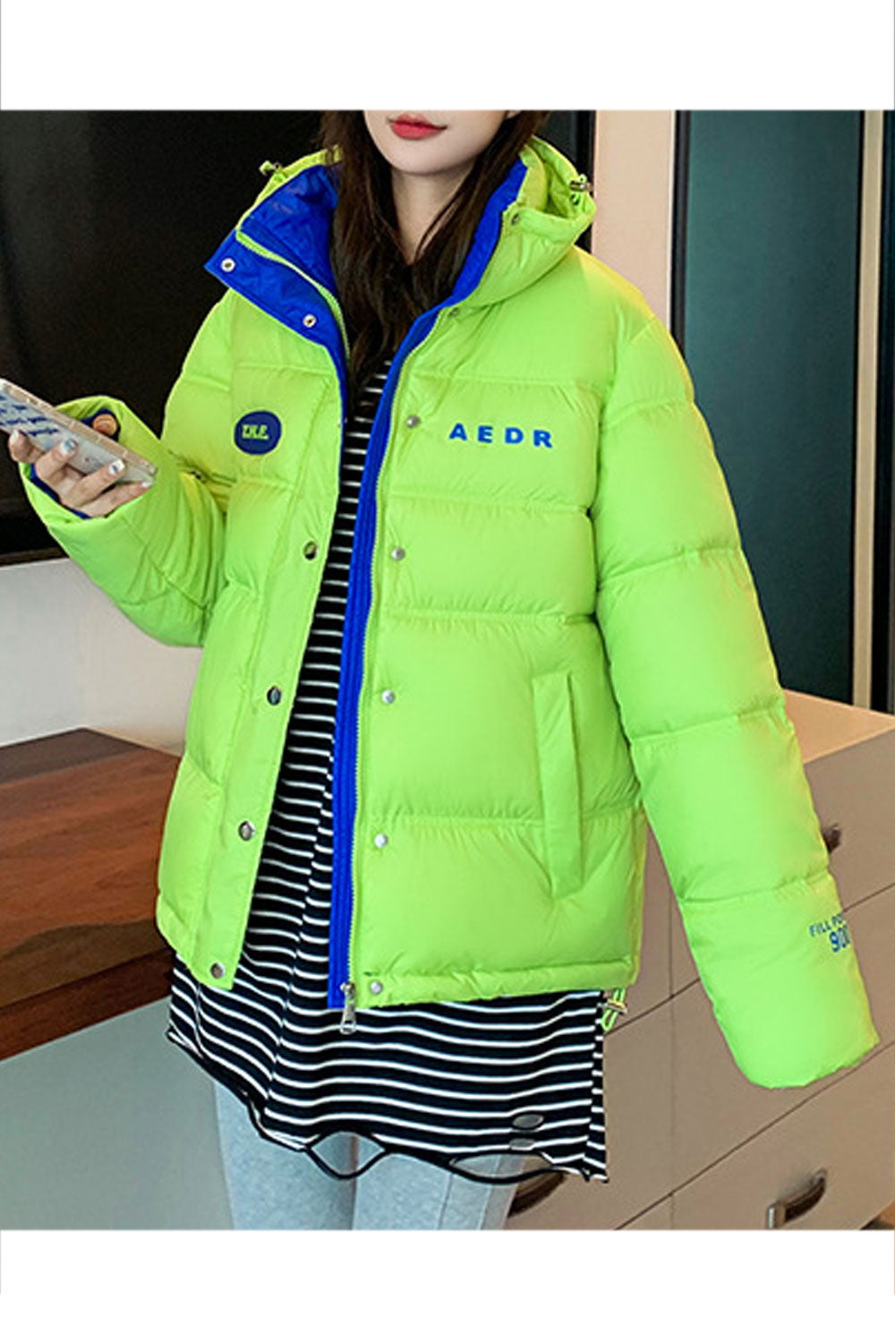 Women Warm Stand Collar Neck Convenient Long Sleeve Lovely Padded Jacket
