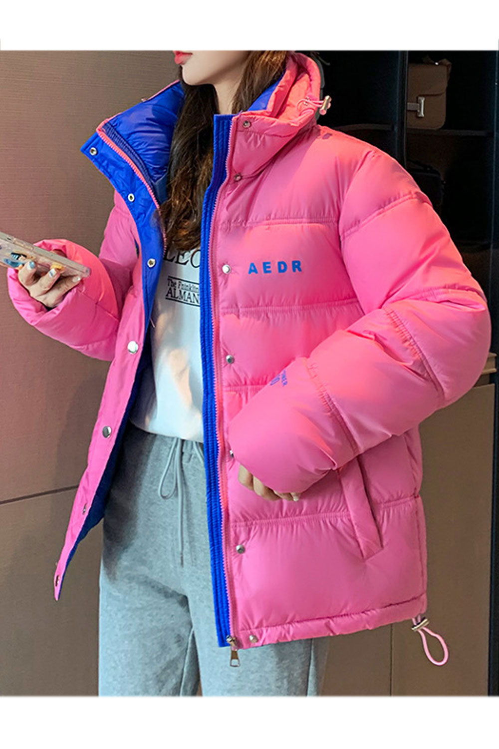 Women Warm Stand Collar Neck Convenient Long Sleeve Lovely Padded Jacket