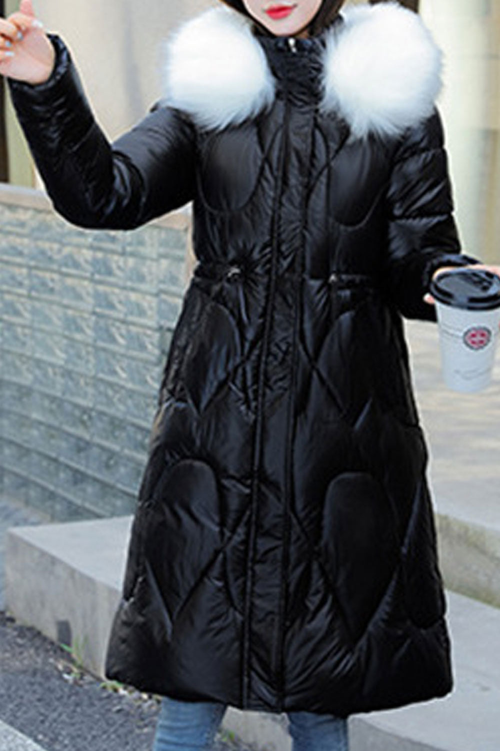 Women Long Length Solid Colored Collar Neck Pretty Padded Jacket