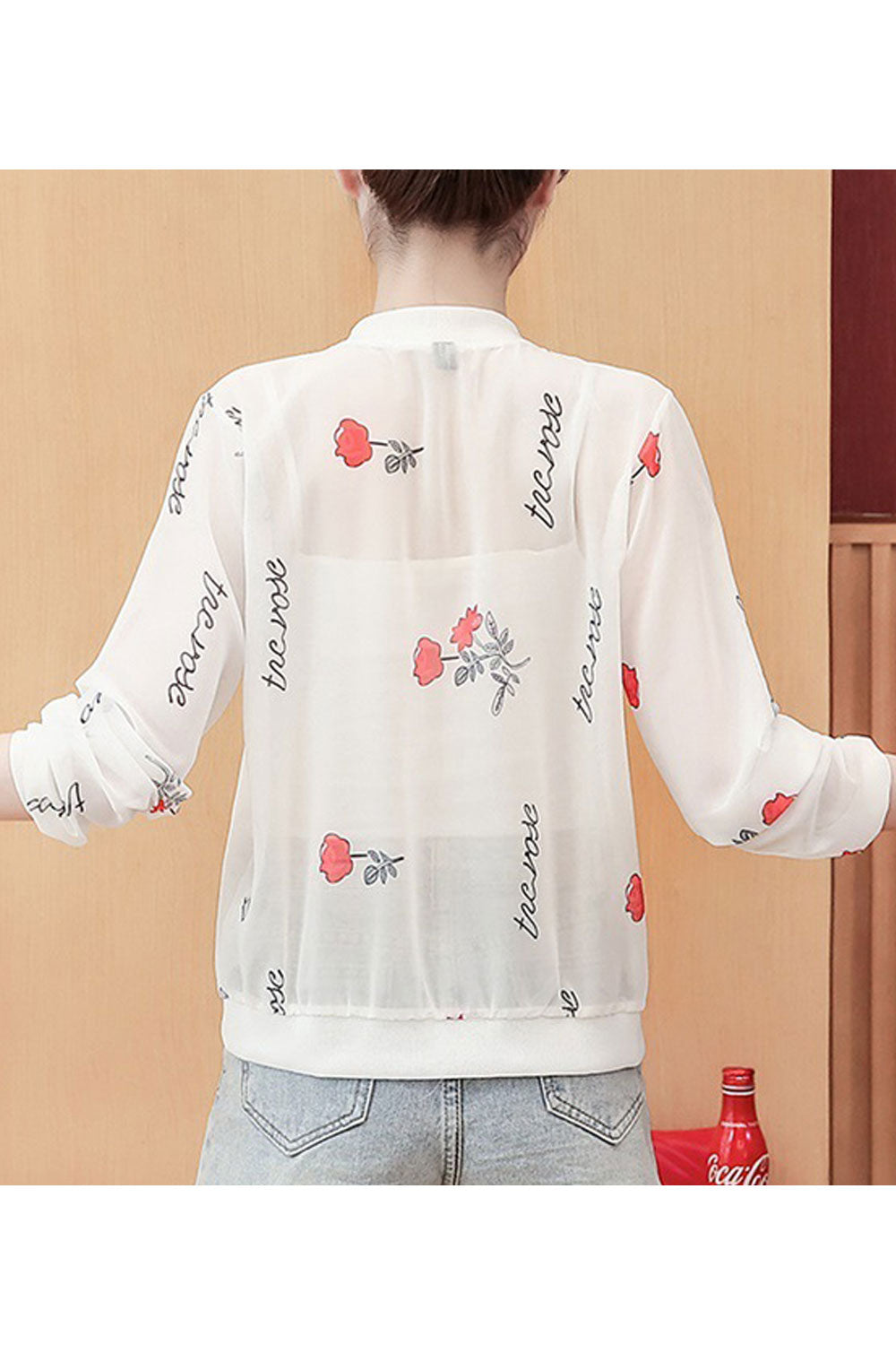 Women Floral Printed Awesome Zipper Closure Casual Jacket
