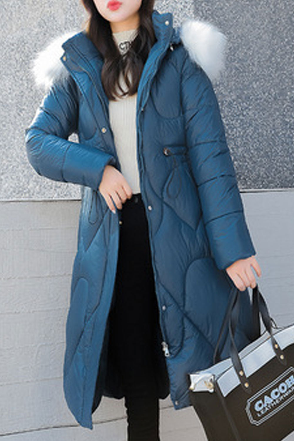 Women Long Length Solid Colored Collar Neck Pretty Padded Jacket