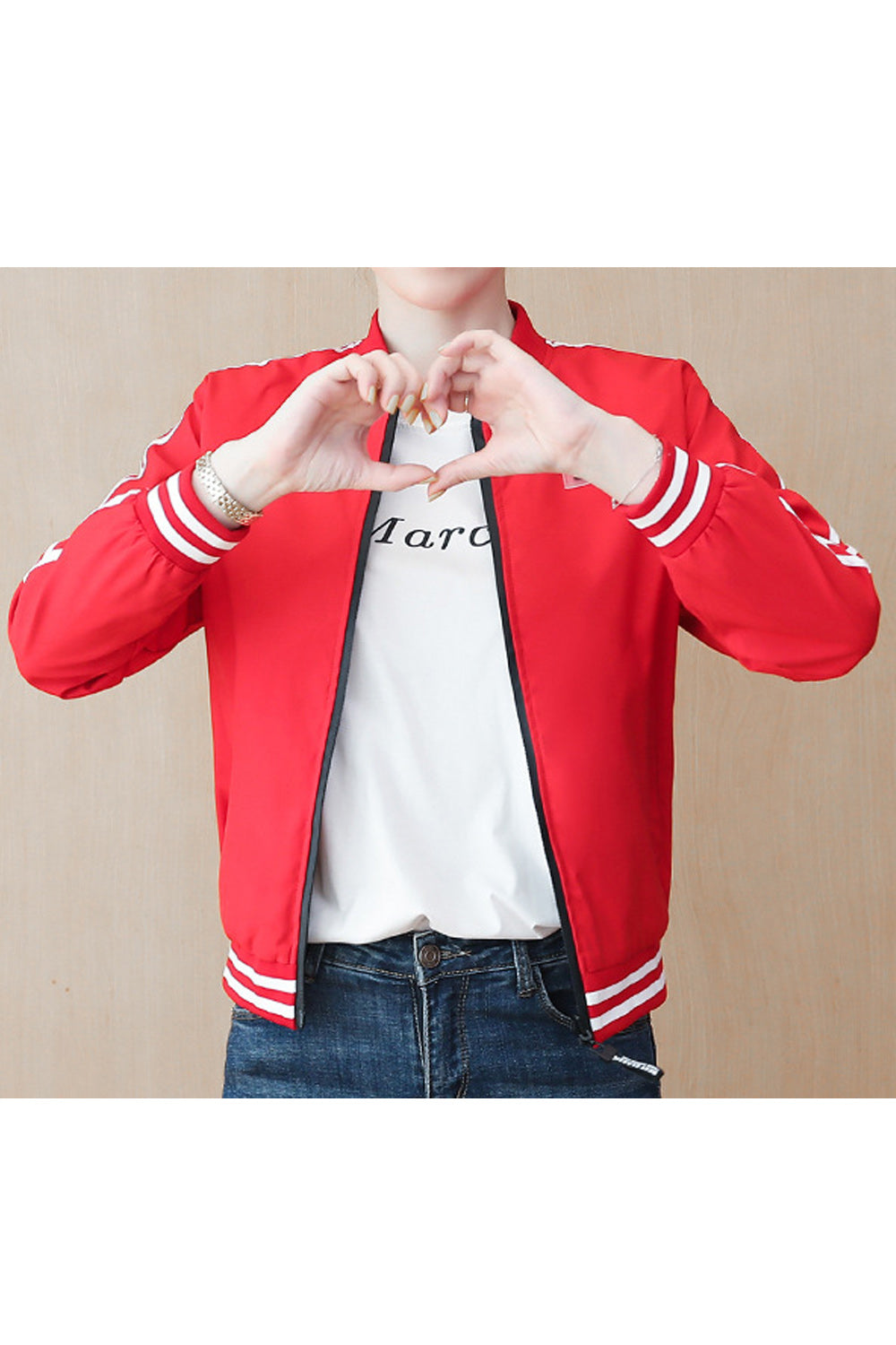 Women Warm Double Sided Stylish Zipper Closure Jacket